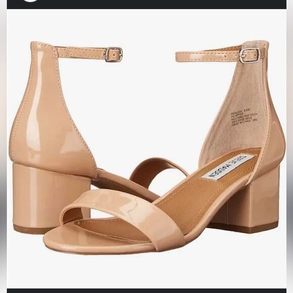 Steve Madden Irenee Blush Patent Leather Block Heel Sandals | Size 9 - Picture 1 of 8